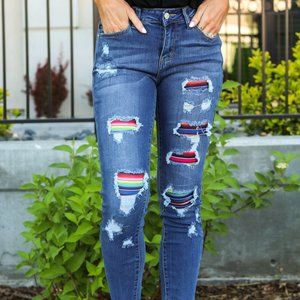 Judy Blue Serape (Rainbow) Skinny Jeans